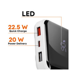 LinQ Batterie de Secours 10000 mAh avec Câbles Lightning et USB type C Blanc