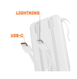 LinQ Batterie de Secours 10000 mAh avec Câbles Lightning et USB type C Blanc