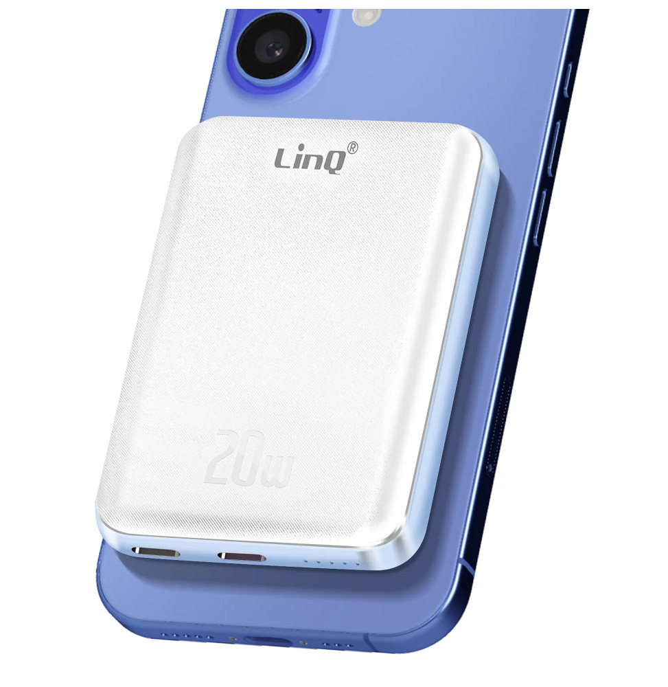LinQ Batterie de Secours MagSafe 5000 mAh 15W Compact Blanc