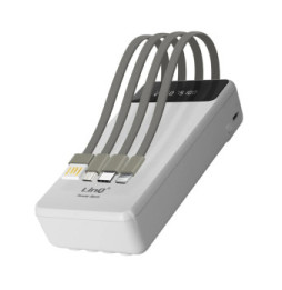 LinQ Batterie Secours 25800mAh Câble 4 en 1 Amovible et Sortie USB Compact Blanc