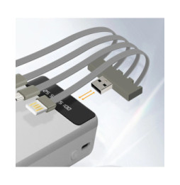 LinQ Batterie Secours 25800mAh Câble 4 en 1 Amovible et Sortie USB Compact Blanc