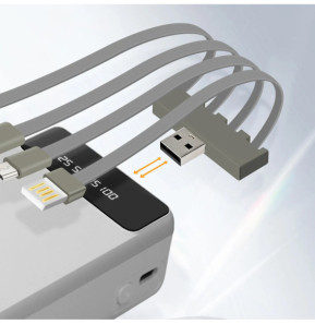 LinQ Batterie Secours 25800mAh Câble 4 en 1 Amovible et Sortie USB Compact Blanc
