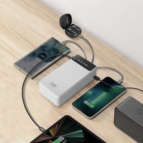 LinQ Batterie Secours 25800mAh Câble 4 en 1 Amovible et Sortie USB Compact Blanc — image 4