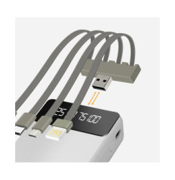 LinQ Batterie Secours 15000mAh Câble 4 en 1 Amovible et Sortie USB Compact blanc