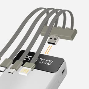 LinQ Batterie Secours 15000mAh Câble 4 en 1 Amovible et Sortie USB Compact blanc — image 3