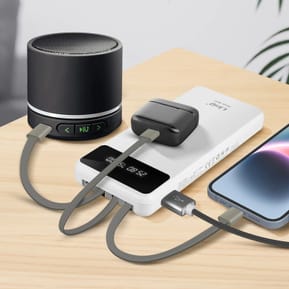 LinQ Batterie Secours 15000mAh Câble 4 en 1 Amovible et Sortie USB Compact blanc — image 4