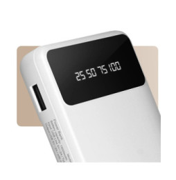 LinQ Batterie Secours 15000mAh Câble 4 en 1 Amovible et Sortie USB Compact blanc