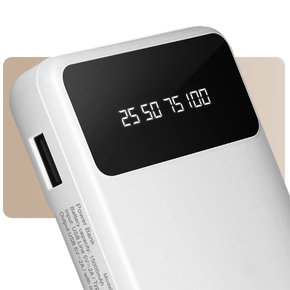 LinQ Batterie Secours 15000mAh Câble 4 en 1 Amovible et Sortie USB Compact blanc — image 5