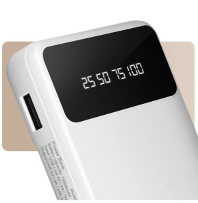 LinQ Batterie Secours 15000mAh Câble 4 en 1 Amovible et Sortie USB Compact blanc