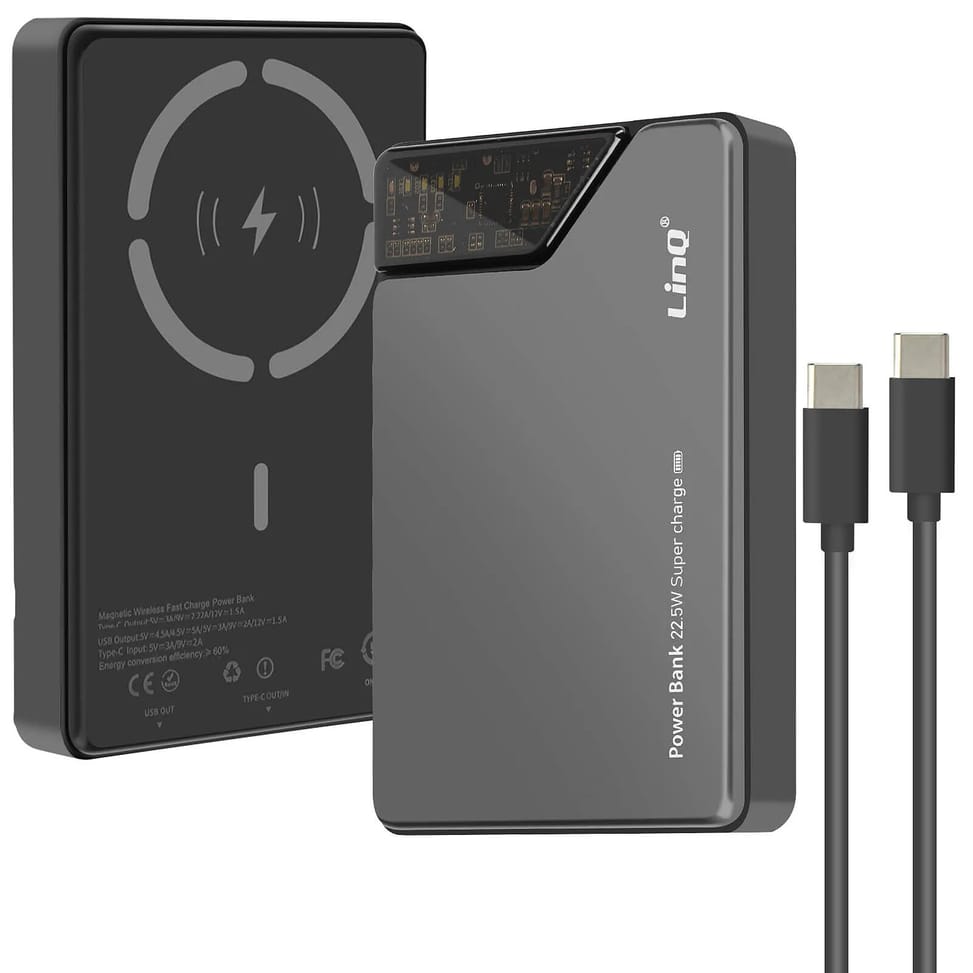 LinQ Batterie Externe iPhone MagSafe 15000mAh + USB-C 20W + USB 22.5W Noir — image 2