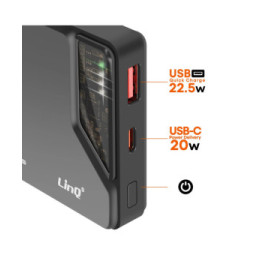 LinQ Batterie Externe iPhone MagSafe 15000mAh + USB-C 20W + USB 22.5W Noir