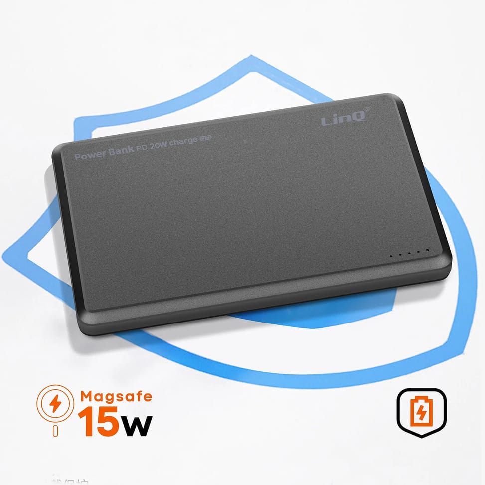 LinQ Batterie Externe iPhone MagSafe 8000mAh + USB-C 20W avec Câble USB-C Gris — image 3