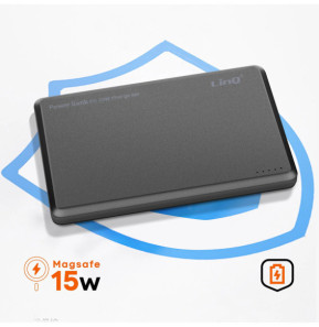 LinQ Batterie Externe iPhone MagSafe 8000mAh + USB-C 20W avec Câble USB-C Gris