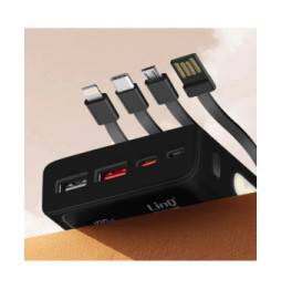 LinQ Batterie Secours 25800mAh Câble 4 en 1 Port USB 22.5W et USB C 20W noir