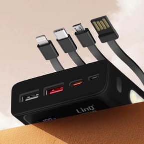 LinQ Batterie Secours 25800mAh Câble 4 en 1 Port USB 22.5W et USB C 20W noir — image 3
