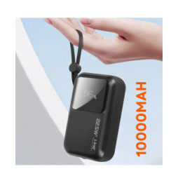 LinQ Batterie Externe 10000mAh + Câbles Lightning et USB C Compact Noir