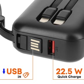 LinQ Batterie Externe 10000mAh + Câbles Lightning et USB C Compact Noir — image 4