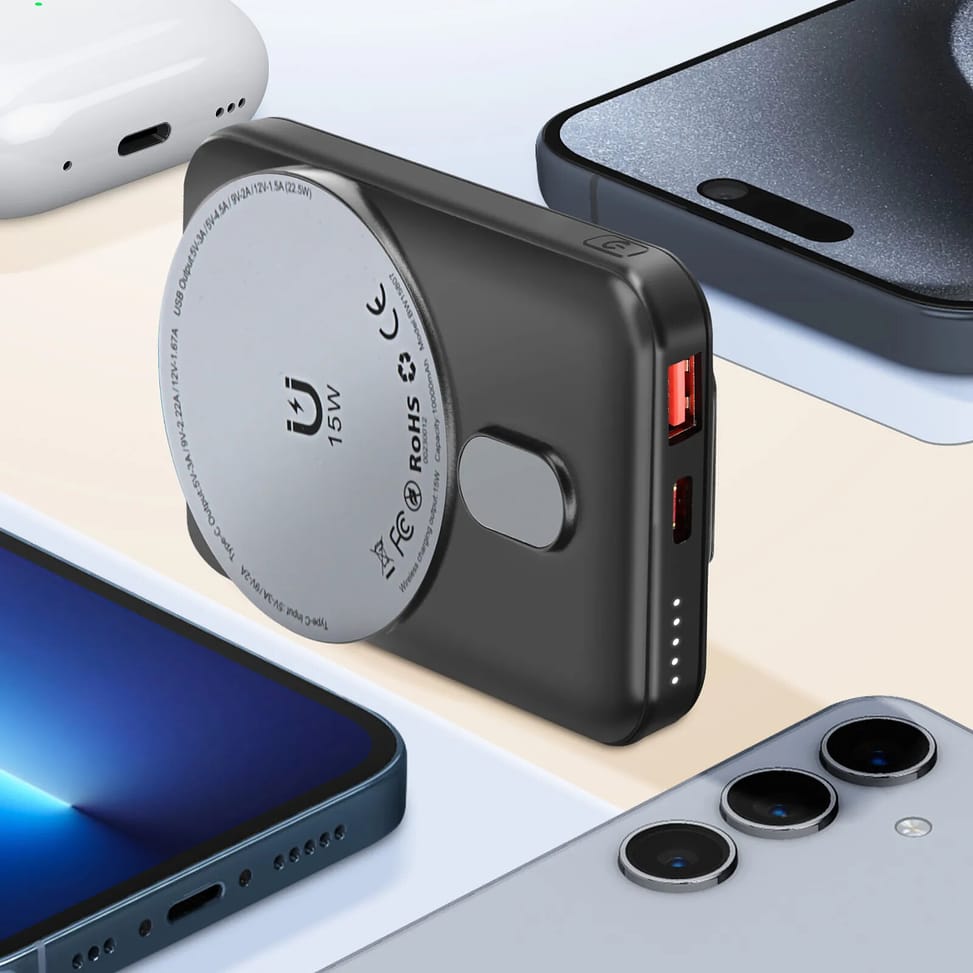 LinQ Batterie Externe iPhone MagSafe 10000mAh USB-C 15W + USB 22.5W Support Noir — image 5