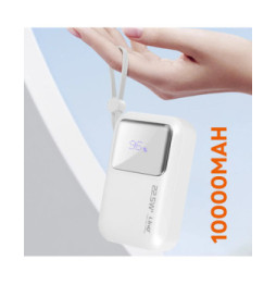 LinQ Batterie Externe 10000mAh + Câbles Lightning et USB C Compact Blanc