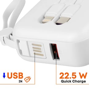 LinQ Batterie Externe 10000mAh + Câbles Lightning et USB C Compact Blanc — image 4