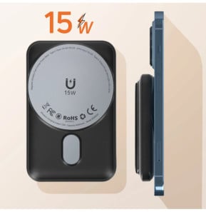 LinQ Batterie Externe iPhone MagSafe 5000mAh avec USB-C 20W Support Vidéo Noir