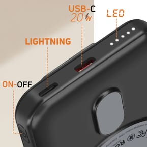 LinQ Batterie Externe iPhone MagSafe 5000mAh avec USB-C 20W Support Vidéo Noir — image 4