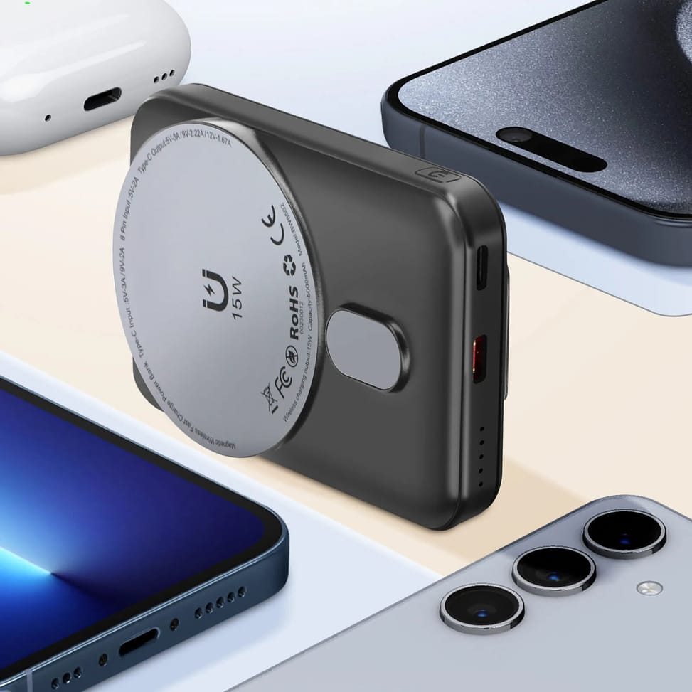 LinQ Batterie Externe iPhone MagSafe 5000mAh avec USB-C 20W Support Vidéo Noir — image 5