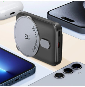 LinQ Batterie Externe iPhone MagSafe 5000mAh avec USB-C 20W Support Vidéo Noir