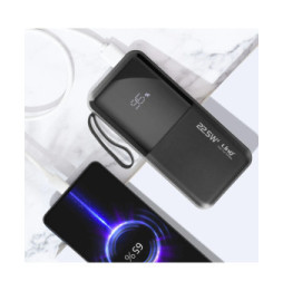 LinQ Batterie de Secours 10000 mAh avec Câbles Lightning et USB type C Noir