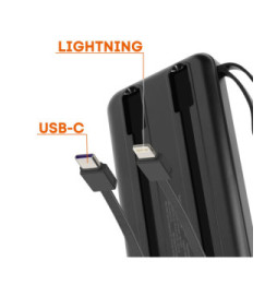 LinQ Batterie de Secours 10000 mAh avec Câbles Lightning et USB type C Noir