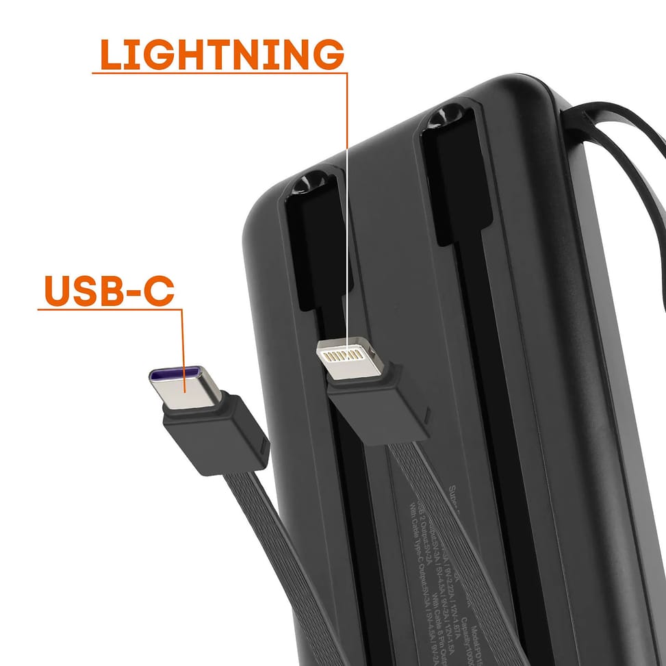LinQ Batterie de Secours 10000 mAh avec Câbles Lightning et USB type C Noir — image 5