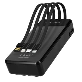 LinQ Batterie Secours 25800mAh Câble 4 en 1 Amovible et Sortie USB Compact Noir