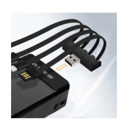 LinQ Batterie Secours 25800mAh Câble 4 en 1 Amovible et Sortie USB Compact Noir