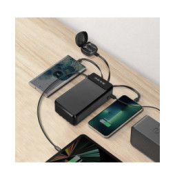LinQ Batterie Secours 25800mAh Câble 4 en 1 Amovible et Sortie USB Compact Noir