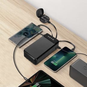 LinQ Batterie Secours 25800mAh Câble 4 en 1 Amovible et Sortie USB Compact Noir — image 4