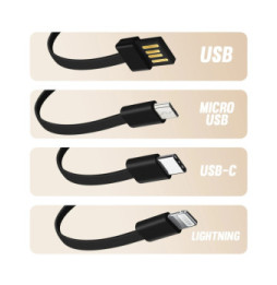 LinQ Batterie Secours 25800mAh Câble 4 en 1 Amovible et Sortie USB Compact Noir