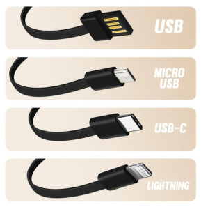 LinQ Batterie Secours 25800mAh Câble 4 en 1 Amovible et Sortie USB Compact Noir