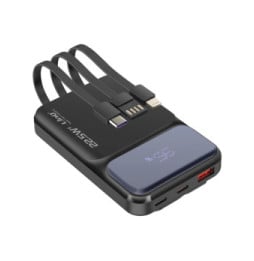 LinQ Batterie Externe 10000mAh + Câbles Lightning - USB C et USB Noir