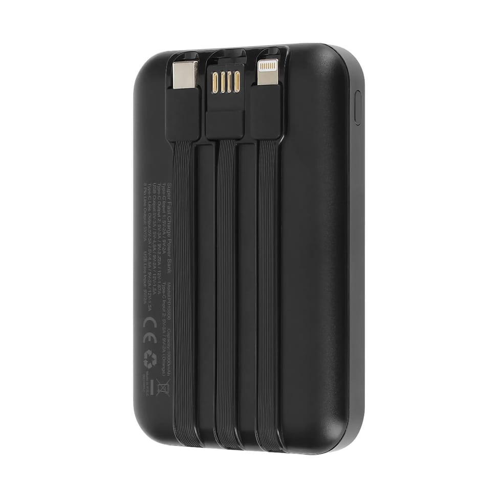 LinQ Batterie Externe 10000mAh + Câbles Lightning - USB C et USB Noir — image 2