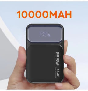 LinQ Batterie Externe 10000mAh + Câbles Lightning - USB C et USB Noir
