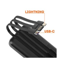 LinQ Batterie Externe 10000mAh + Câbles Lightning - USB C et USB Noir