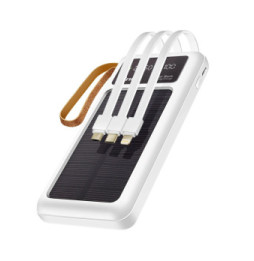 LinQ Batterie Externe Solaire 15000mAh avec Câble Micro USB Lightning USB C blanc