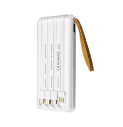 LinQ Batterie Externe Solaire 15000mAh avec Câble Micro USB Lightning USB C blanc