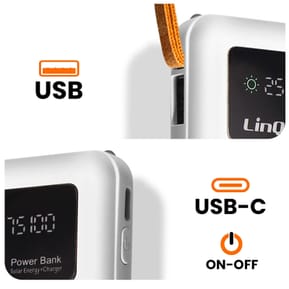 LinQ Batterie Externe Solaire 15000mAh avec Câble Micro USB Lightning USB C blanc — image 4