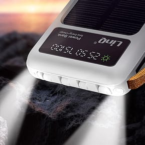 LinQ Batterie Externe Solaire 15000mAh avec Câble Micro USB Lightning USB C blanc — image 5