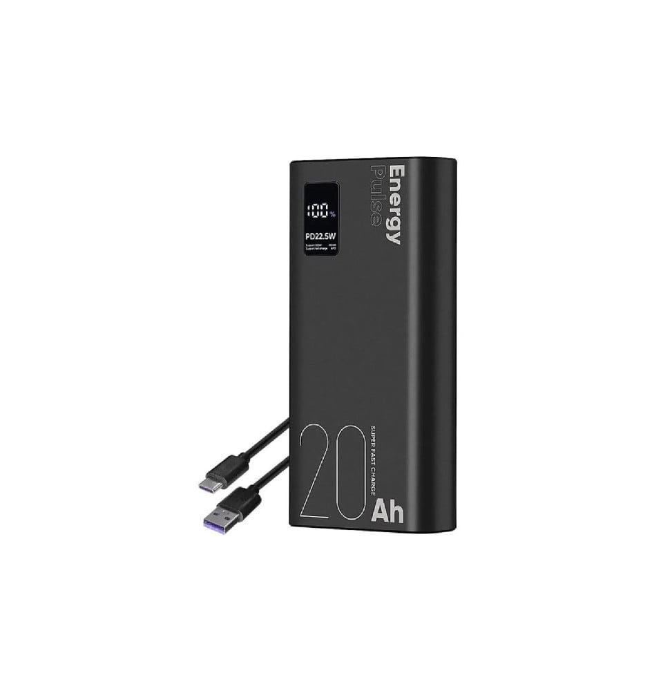 OBAL:ME Powerbank 20000mAh EnergyPulse USB-A/USB-C PD 22,5W avec Affichage Numérique Noir