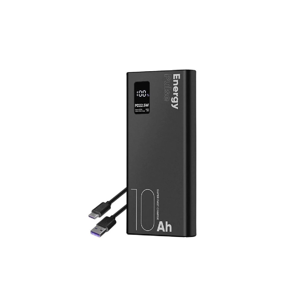 OBAL:ME Powerbank 10000mAh EnergyPulse USB-A/USB-C PD 22,5W avec Affichage Numérique Noir