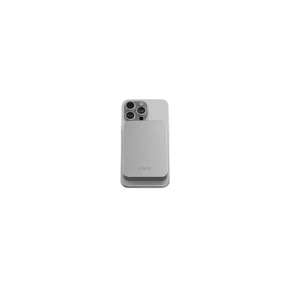 LinQ Powerbank 10 000mAh Sans Fil Fixation Magnétique Compatible MagSafe Ultra-Fin Gris — image 2