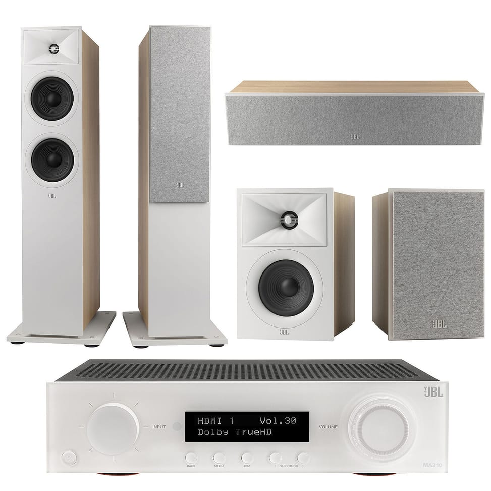 JBL MA310 Blanc + JBL Pack Stage V2 260F Latte 5.0 — image 1