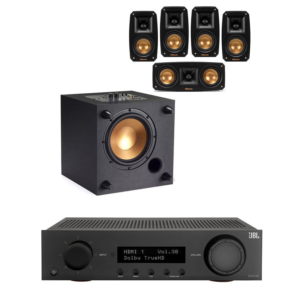 JBL MA310 Noir + Klipsch Reference Theater Pack 5.0 + R-8SW — image 1